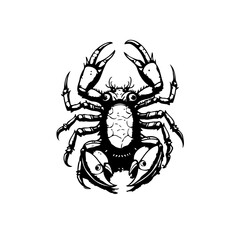 Stylized crab vector illustration, a drawing with enhanced graphic quality perfect for digital artistry and design works
