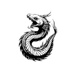 Intricate dragon illustration showcasing mythological beast in black and white tattoo design digital art drawing
