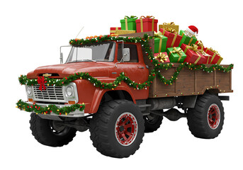 Obraz premium Christmas Truck: Festive Holiday Delivery Vehicle Graphics
