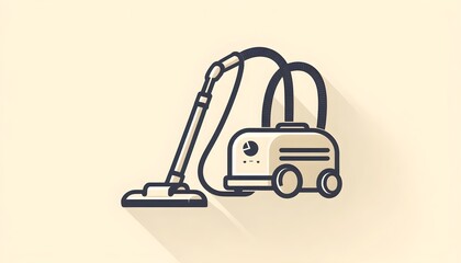 Home cleaning is symbolized by a vacuum icon in upright design with clear hose detail in flat style.