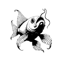 A detailed vector illustration showcasing a goldfish with intricate fins perfect for various artistic projects