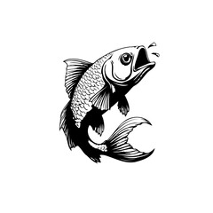 Dynamic fish vector illustration artwork showcasing a carp jumping out of the water with water splashes around