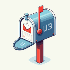 Stylized, open mailbox with a red envelope inside, presented in a flat design, conveying a message.