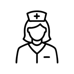 Obraz premium Female nurse icon in uniform with cap and cross illustration 