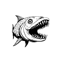 Illustrative representation of a predatory fish with prominent teeth evoking powerful and dangerous marine creature