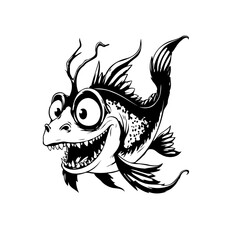 Whimsical underwater creature illustration with exaggerated features and playful design captures the delightful charm