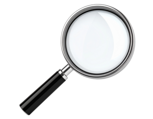 Magnifying glass with black handle on a white background, ideal for search and discovery