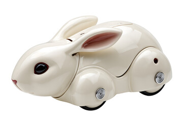Glossy rabbit robot with sleek design and smooth surface, perfect for playful interactions and imaginative play