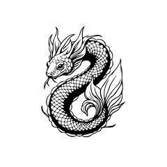 Mystical serpentine creature with fins illustration featuring unique design elements creating a captivating artistic representation