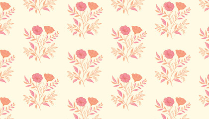 seamless floral pattern with fine line roses and leaves for textile and apparel

