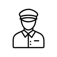 Train conductor icon in simple line art design  