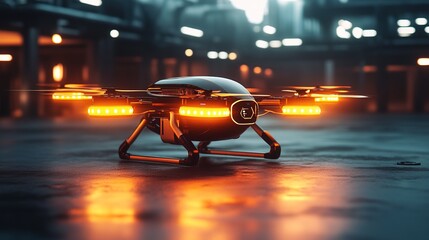 Futuristic Drone Style with Glowing Lights and a Sleek Design Innovation