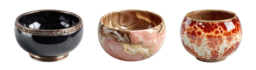 Glossy decorative bowls in various styles, showcasing elegant designs and unique colors, perfect for home decor or as gifts