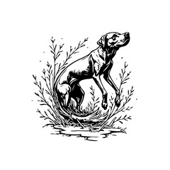Majestic canine companion depicted with grace and detail in black and white vector illustration art showcasing elegance