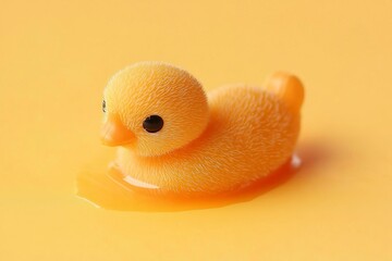 Squeaky chicken toy isolated on a orange background and copyspace. Rubber toy Chicken on a yellow background , isolated on white background,  , copy space, copy space for text,