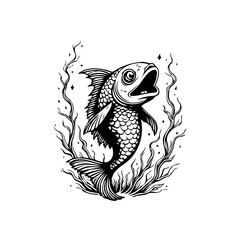 Obraz premium Detailed artistic depiction of a fish, showcasing aquatic life in a stylized and creative manner