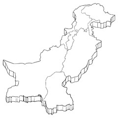 Pakistan map illustration hand drawn outline vector