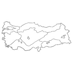 Turkey map illustration hand drawn outline vector