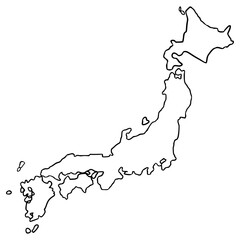 Japan map illustration hand drawn outline vector