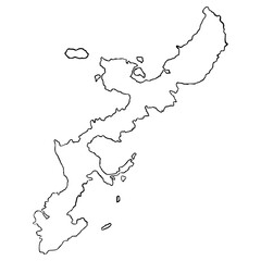 Okinawa map illustration hand drawn outline vector