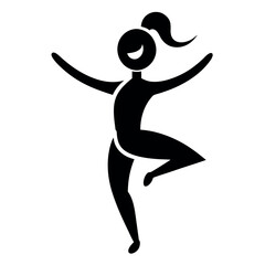 Dancer Silhouette Woman in Leotard with Ponytail Performing a Dance Pose