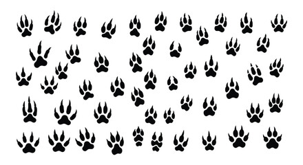 Diverse Animal Paw Prints Vector Collection – Various Footprints and Claw Marks for Wilderness, Pet, and Nature-Themed Designs