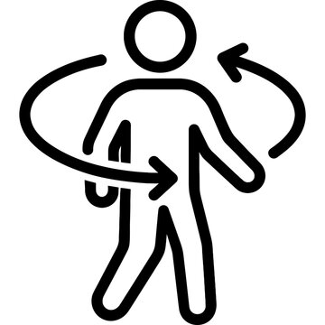 Person turning around with curved arrow outline icon vector