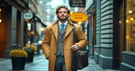 Stylish man in a city street with autumn vibes