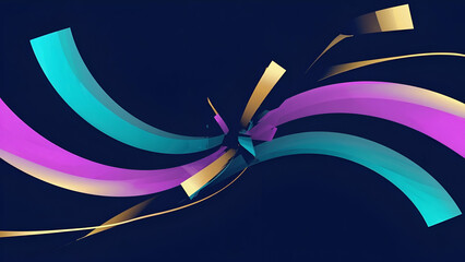 Colorful abstract ribbons create a dynamic flow in a digital artwork with vibrant hues and curved shapes emphasizing movement and energy