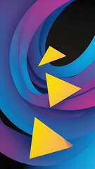 Dynamic interplay of colors and shapes in abstract design featuring yellow triangles against a vibrant background