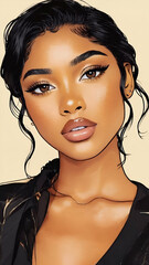 Portrait reflecting beauty and confidence captured in a modern aesthetic with vibrant features and striking eyes