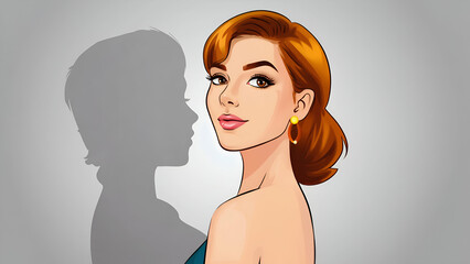 Elegant woman gazing with confidence in a stylish outfit highlighting beauty and grace
