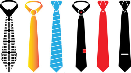 set of colored man ties with different patterns 
