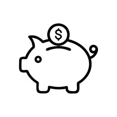 Minimalist Piggy Bank Icon with Dollar Coin Symbol
