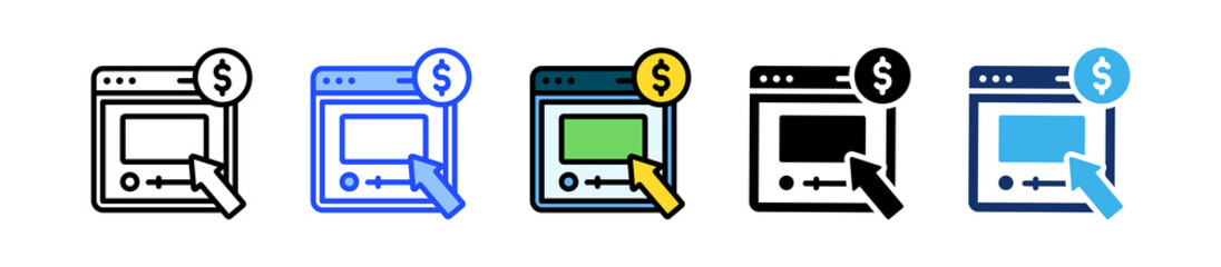 Content Ads Icon Collection With Multiple Styles