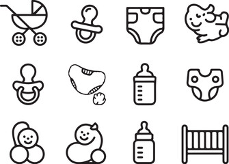 Line Style Baby Icons | Editable EPS Bundle

