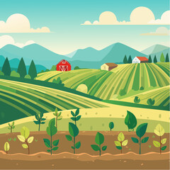 Obraz premium Sustainable agriculture plant cultivation isolated cartoon