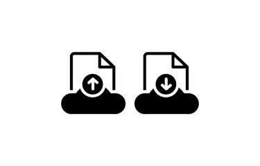 Cloud File Transfer Upload and Download Icons