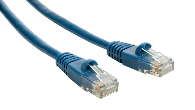 Blue network cable with clear connectors isolated on a transparent background ethernet cable