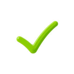 Shiny Green Check Mark, Approval, Success, and Completion Symbol, isolated on transparent background