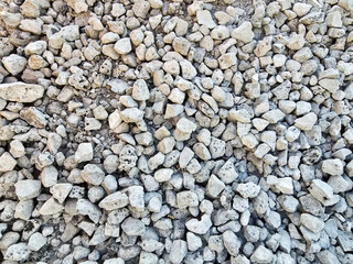 stone wall background texture 
Close-up of a Pile of Grey Gravel and Small Rocks