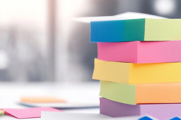 Bright sticky note stands out in a colorful stack of reminders