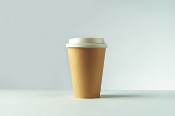 Ultra Hd Picture of Blank Take Away Kraft Coffee Cup Isolated on White Background