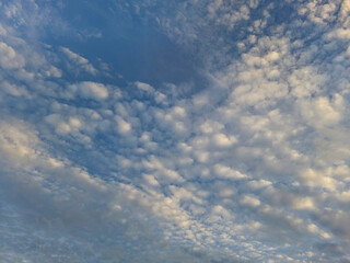 Blue sky with beautiful natural white clouds in the morning
