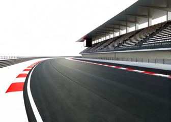 Empty racetrack modern grandstand isolated on a transparent background seats