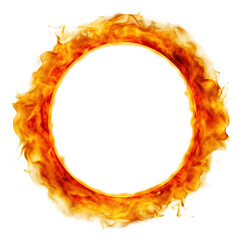 Fiery ring border with wispy edges isolated on a transparent background fire flame