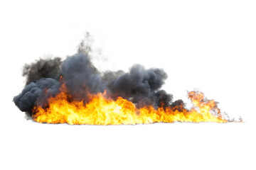 Fiery smoke plume isolated on a transparent background fire heat