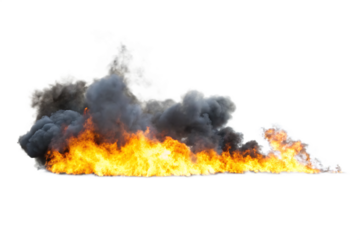 Fiery smoke plume isolated on a transparent background fire heat
