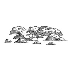 Nature illustration with stone. Hand drawn vector illustration.