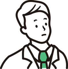 ビジネスマンが考えている上半身のシンプルなイラスト素材